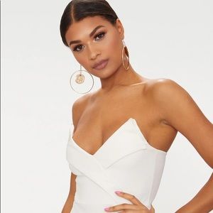 Pretty Little Thing White Tux Detail Bodysuit